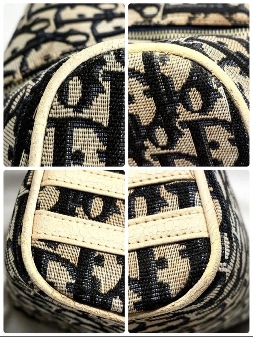 Dior Black & Beige Oblique Canvas Weekender Bag
